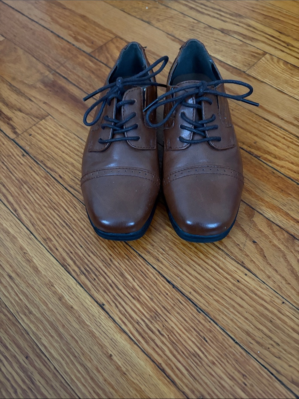 Stafford Boys Brown Leather Oxford Dress Shoes